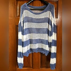 Women's Cutout Pullover Sweater Mesh Top Size 2XL